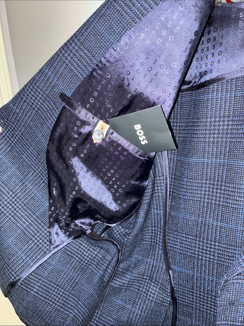 BOSS Hutson Glen Plaid Stretch Wool Blend Sport Coat – Tailored Fit, 23" Sleeves - Picture 3 of 7